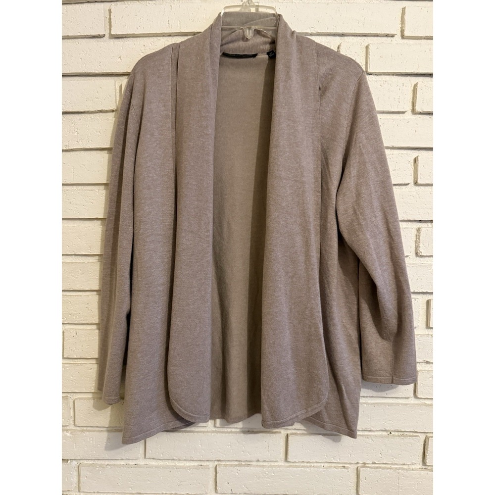 Lyn- Tan Cardigan Sweater-‎ Women's Size 2X Open Front Knit